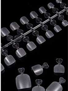 240pcs Pre-Made Thickened Clear French Square Nails For Feet, Full Coverage Acrylic Material Extension Tips For DIY Nail Art - Clear - View 5