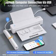ORICO A4 Portable Thermal Paper Printer - Built-In Battery, Compatible With 216MM-56MM Width Paper, Inkless, Lightweight And Mini, Suitable For Home, Office, And Travel - White - View 4
