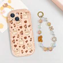 3-Piece Set: Caramel Kitten Tulip Heart Wavy Edge Phone Case + Cartoon Kitten Airbag Stand + Square Bear Beaded Chain Full Coverage Soft Shell Compatible With 17/17 Pro/17 Pro Max, 16/15, 15 Pro Max, 13/14/11/12/14 Pro Max, XS/XR/X/8/7/8 Plus/7 Plus/Suitable For Galaxy S22/23/24/S25/S26/A04/A36/A06/A07/A17/A15/A16/A24/A25/A34, Note 7/8/9/10/11/12/13/14, 13C/14C/A5, Honor X, HW, C53 C55, Spring Birthday Gift, Anniversary Gift. - Clear - View 5