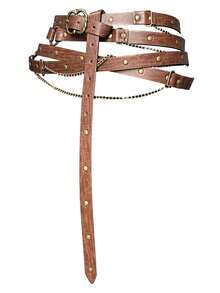 1PC Multi Layer Leather Waist Harness Belt With Metal Chains, Vintage Rivet Punk Body Belt Gothic Layered Waist Strap For Women Cosplay Outfits - Multicolor - View 1