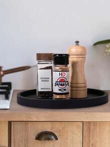 Bandeja de baño de silicona de 3 tamaños, bandeja redonda para tocador, estantería de almacenamiento para encimera de cocina, soporte decorativo para jabón, bandeja decorativa para mesa de café para perfumes, velas, plantas (Negro) - Negro - Ver 8