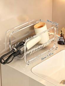 Curling Iron Storage Rack, Hair Dryer Storage Box, Egg Curling Iron Organizer, Item Storage Shelf, Straight Hair Comb Organizer, Straightener Storage, Stackable Design, Countertop Style, Transparent Acrylic, Suitable For Bathroom, Countertop, Vanity, Washbasin, Toilet, Entryway, Practical Storage Shelf - Storage Rack - View 10