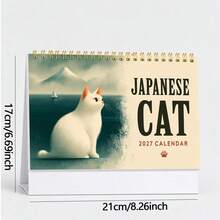 Japanischer Stil süßer 2D Katzen Kalender 2027, praktischer Artikel für tägliches Büro, Schule und Unternehmen. Kann für Terminplanung, Monatsplanung verwendet werden, hilft Ihnen Ihr Leben zu organisieren. Süßes Katzenbild auf dem Cover ist auffällig, 12 Monate (Januar 2027 - Tischkalender - Übersicht 14