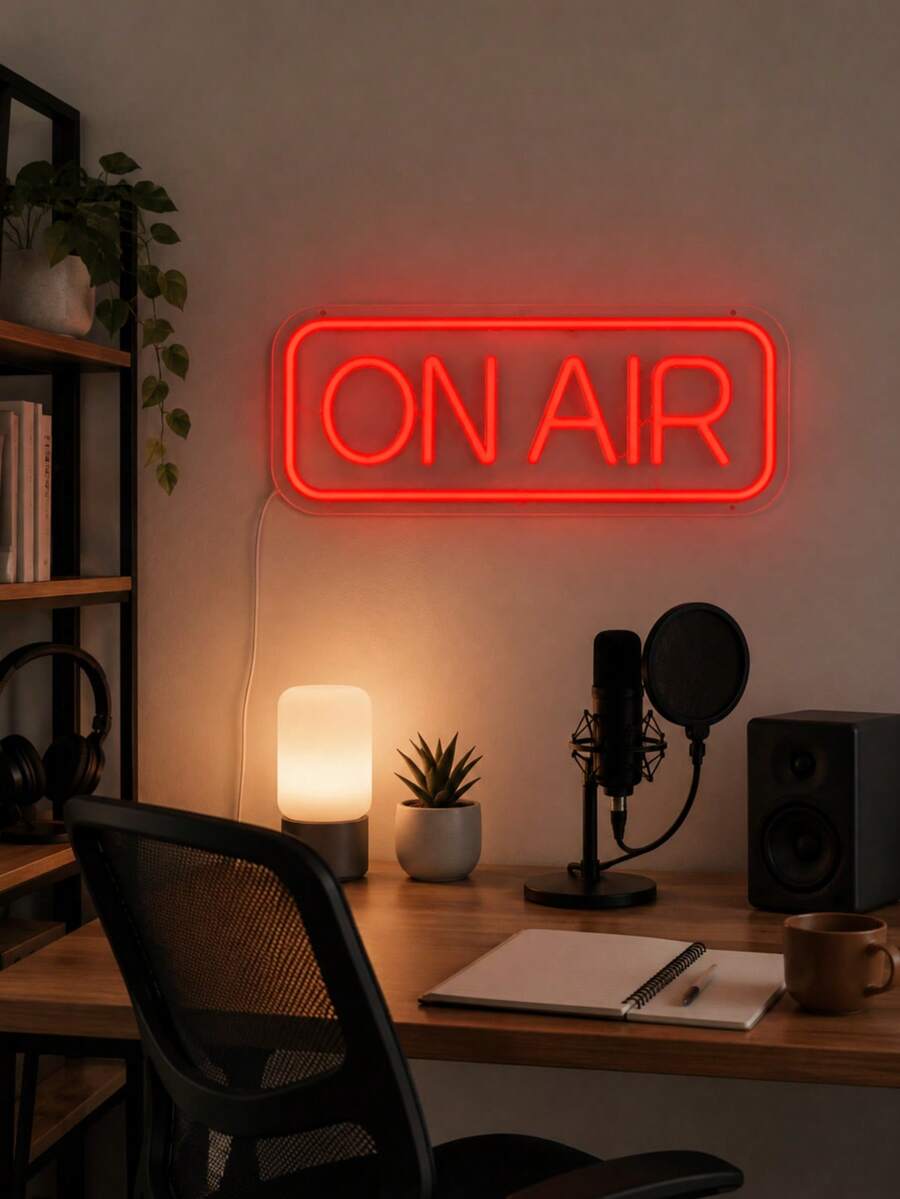 1件裝 ON AIR LED 霓虹燈牌附 USB 線,PS 板紅色霓虹燈,直播間裝飾,電競房牆面裝飾燈牌,工作室禮物 - 紅色 - 查看 1