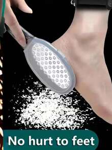 1pc Professional Stainless Steel Foot File, Pedicure Tool, Splash-Proof Guard Design, Ergonomic Curved Handle For Easy Grip And Stainless Steel Coarse/Fine Grit Exfoliating Surface - Durable Foot Skin Removal Tool - Multicolor - View 1