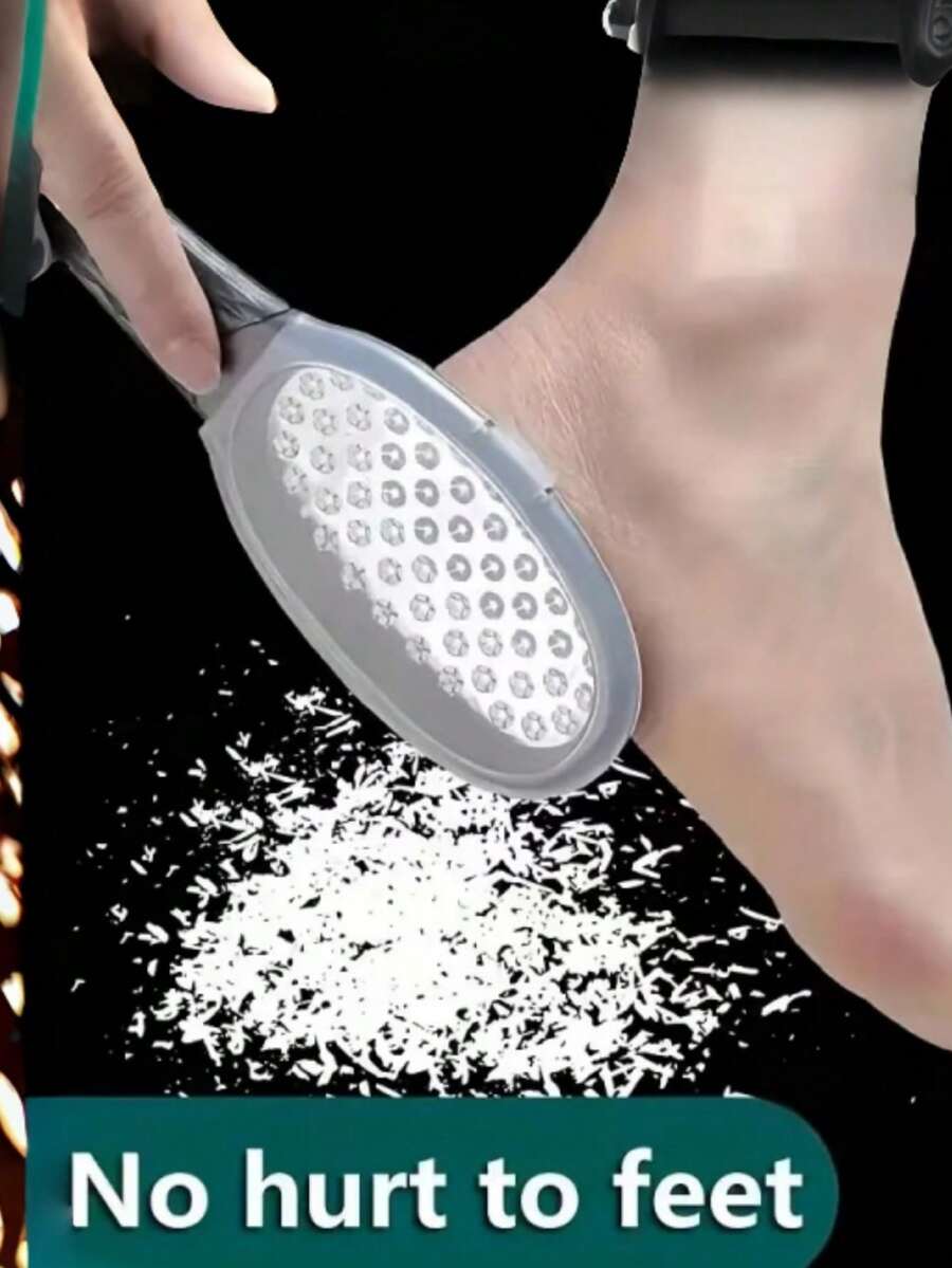 1pc Professional Stainless Steel Foot File, Pedicure Tool, Splash-Proof Guard Design, Ergonomic Curved Handle For Easy Grip And Stainless Steel Coarse/Fine Grit Exfoliating Surface - Durable Foot Skin Removal Tool - Multicolor - View 1