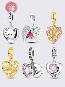 1 Pezzo Ciondolo a Forma di Cuore Apribile & Chiusurabile con Stelle Brillanti e Intarsio di Zirconi Cubici, Adatto per Bracciale & Collana Originale, Regalo Fai-da-Te per Donne - Multicolore - Visualizzare 11