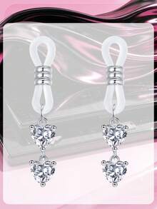 Adjustable Fake Nipple Rings Faux Nipple Dangles With Heart,Peal,Clear Rhinestones,Non Piercing Nipple Jewelry,Fake Nipple Piercings Valentines - Multicolor - View 10