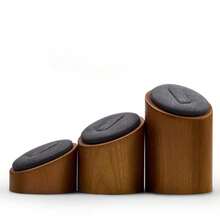 Oirlv 3pcs Solid Wood Slanted Ring Display Stand, Vintage Ring Display Rack, Window Display Prop, Ultra-Fine Fiber Ring Holder - 3-piece Ring Set - View 14