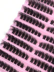 160pcs Personal Eyelash Clusters 80D D-Curl 8-16mm Eyelash Extension Set DIY Natural Lightweight Fluffy Faux Lashes For Beginners Home Daily Makeup Wedding Party Travel Music Festival Gift Set - D - View 2