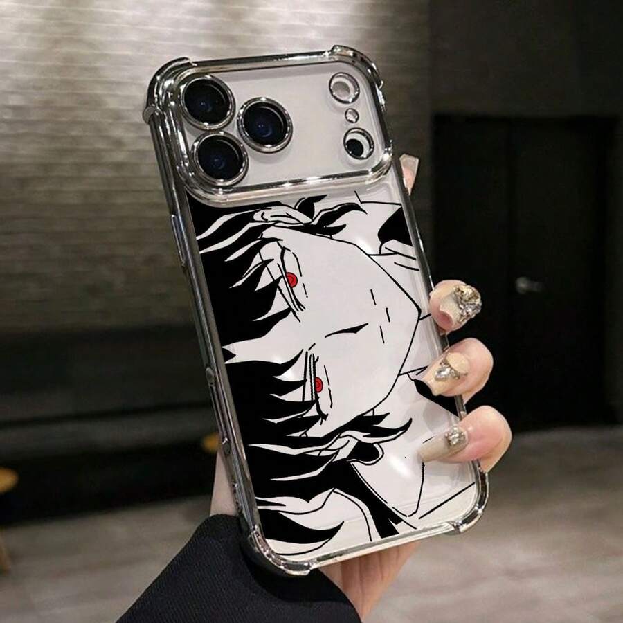 [24h Shipping from DE/FR/ES]handy hüllencoque fundas Funda para Teléfono - Estilo Artístico en Blanco y Negro con un Hombre de Pelo Negro y Ojos Rojos, Funda Narakus Compatible con Apple para  17, Air 16, 16E, 15, 14, 13, 12, 11 Pro Max, X, XR, XSMAX, 8, 7 Plus, con Marco Electrochapado, AnticaídasShockproof, scratch-proof, no yellowing    perfect gift - 1 Bild - Übersicht 1