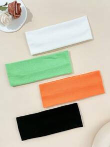 2/4pcs Bright Color Vertical Ribbed Elastic Knit Headbands, Versatile Hair Accessories For Face Washing, Fitness, Campus, Soft And Breathable Fabric, Fresh Girl Hair Decor, Back To School Gift - Multicolor - View 2