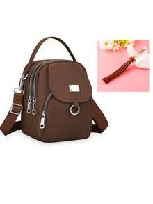 Women's Fashion Oxford Cloth Crossbody Bag, Solid Color Casual Shoulder Messenger Bag, Zipper Closure, Polyester Lining, Versatile Daily Accessory, Underarm Bag, Backpack, Large Capacity - Multicolor - View 20