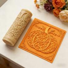 1pc Pumpkin Texture Roller Tool - Durable Plastic Suitable For Polymer Clay & Ceramics, 3D Embossing Mold With High-Detail Pumpkin For DIY Crafts, Compatible For Clay Seals, For Ceramics Decoration, For Soft Clay Applications - Pumpkin Texture Roller 1pc - View 4