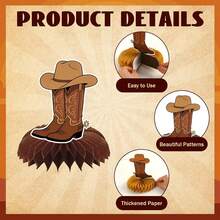 10Pcs Western Cowboy Honeycomb Table Centerpieces Cowboy Hat Boots Star Pattern Wild West Birthday Table Decor Supplies - A23 - View 7