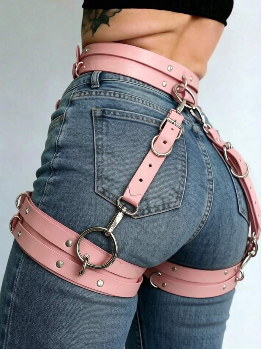 1pc Women's Black Leather Bust Harness Sexy Adjustable Straps Suitable For Daily Outfit Matching And Body Decoration