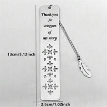 Silver Metal Hollow Flower Bookmark (Gift Box Packaging), Engraved With "Thank You For Being A Part Of My Life Story" And Feather Pendant, Suitable As An Important Gift For Teachers, Graduates, Elders And Friends - 1 Set - View 4