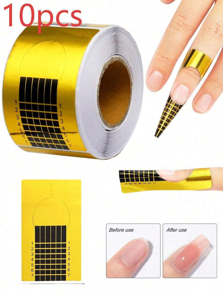 1 cuộn 10 miếng khay giấy nối móng quang trị liệu màu vàng - Vàng - Xem 1