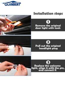 2pcs Car Door Logo Projection Lights, Compatible With All Tesla Models, 2025 Upgraded OEM Style Welcome Ground Lights, Ultra Bright High Definition Non-Fading 3D Laser Phantom Lights - Compatible With Tesla - 查看 4
