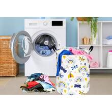 1pc Black & White Cow Print Foldable Storage Basket, Rectangular & Round Fabric Storage Box With Handles, Suitable For Home Farmhouse Style Bedroom Closet Storage & Decoration - Multi-color Butterfly Rainbow Style - View 6
