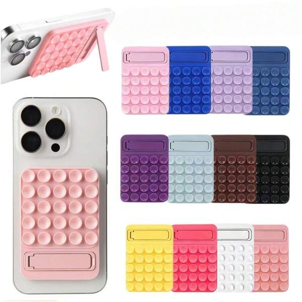 1/5/10pcs Back To School Essential Ideal Gift! Double-Sided Silicone Suction Cup Phone Holder, 24 Suction Cups Glue-Free Reusable, Universal Android Phone, Suitable For Makeup, Gym And Shower Use