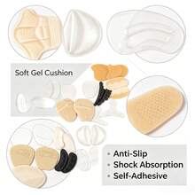 10 Pairs Random Styles, Self-Adhesive Gel Shoe Cushion Pads, Anti-Wear Heel Grips & Forefoot Inserts, Soft Comfort Shoe Insoles For High Heels Daily - Multicolor - View 2