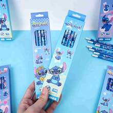 1set The Cure Cartoon Drawing Pencil Gift Box, Light Blue Gradual Change Soft Color Matching, Childlike Cartoon Pattern, Suitable For Daily Writing, Art Hand-Painted, Stationery Gifts For Children. (Stochastic Style) - Multicolor - View 7