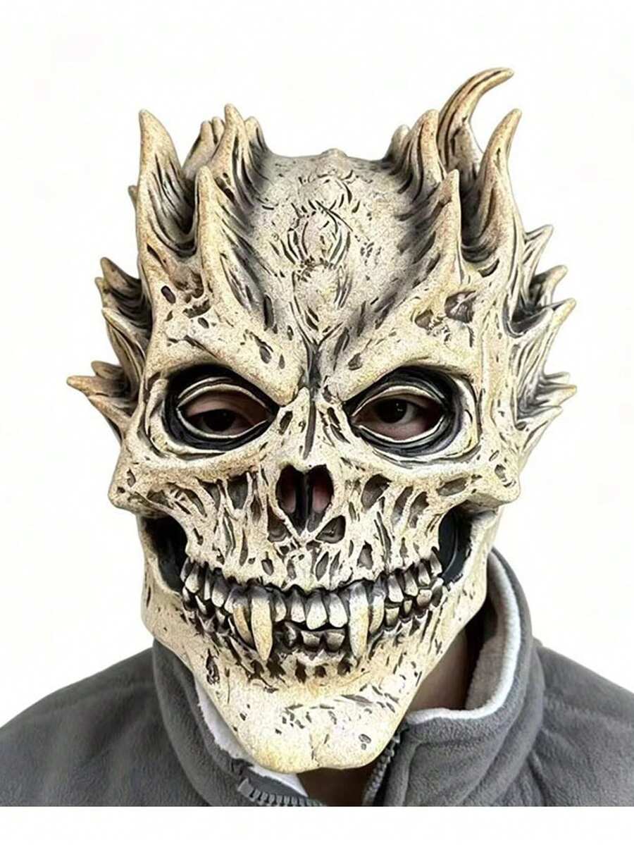 1pc 2026 New Halloween Skeleton Skull Warrior Death Skull Demon Skull Horror Latex Mask - View 1