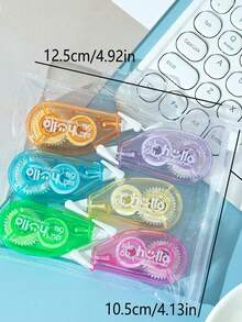 6 piezas/Set Cinta correctora transparente y colorida, cinta correctora portátil mini multifunción para estudiantes - 6 piezas multicolor - Ver 2