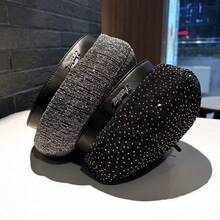 Fashion Handmade Rhinestone Starry Newsboy Cap Women's Versatile Beret Spring Autumn Metal Letter Fully Rhinestone Painter Hat Vintage Artistic Style Beret Daily Wear Hat - Butterfly - View 4