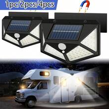 100 LED 太陽能感應壁燈，IP65 防水，3 種照明模式，270° 廣角磁吸式防盜燈，適用於花園、露台、圍欄、車庫與庭院 - 100LED - 查看 2