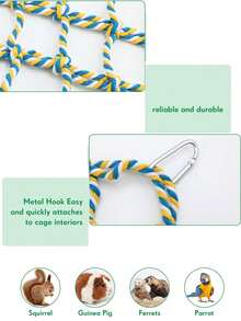 1/2/3pcs Rope Bridge Bird Ladder Small Pet Habitat Accessories, Cage Hanging Rope Net Hammock Climbing Toy, Suitable For Hamster, Rat, Parrot, Decorative Brain Stimulation Play Equipment, Random Shipment, Size 12.6" X 9.84", Pet Birthday Holiday Gift - A - View 3