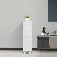 YUNRUX Bathroom Cabinet, Slim Bathroom Shelf, Rolling Storage Cabinet - 白色 - 查看 11