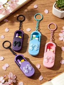 Portable Mini Pill Box With Bow, Portable Pill Box With Keychain, Office Worker Pill & Vitamin Storage Box, Handmade Mini Pill Box, Travel Medicine Storage Box, Daily Vitamin Pill Box, Pocket Pill Box, Compact Pill Box, Daily Pill Storage Container, Waterproof Pill Box, Daily Medication Organizer, Keychain, Home Essential, Travel Essential - Multicolor - View 8