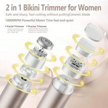 Electric Hair Removal Trimmer Dual Head Shaver Painless Bikini Legs Underarm Body Groomer Portable Rechargeable Cordless Wet Dry Use Razor Epilator - Multicolor - View 7