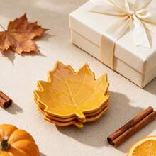 4pcs/Set 4-Inch Autumn Maple Leaf Shaped Ceramic Spoon Rest, Autumn Tableware Spoon Holder, Coffee Bar Decor Tray, Thanksgiving Halloween Home Decor Gift - View 11