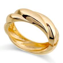 1 Peça Pulseira Torcida Feminina, Pulseira Minimalista Polida, Pulseira Banhada a Ouro 18K da Moda, Material de Liga de Zinco, Pulseira Minimalista Grossa e Lisa, Adequada para Uso Diário Feminino e Presente de Joias - Dourado - Visão 3