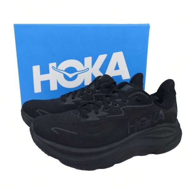 Hoka One One Clifton 10 Men Sports Sneaker Breathable Lightweight Running Shoes Black Black