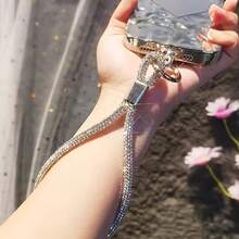 1pc Shiny Rhinestone Crystal Short Phone Lanyard Wrist Strap Anti-Loss Phone Chain Compatible With IPhone/ Series Durable Fashion Y2K Full Rhinestone Phone Lanyard For Women - Multicolor - View 3