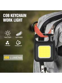 1pc Mini Keychain Light, Multi-Function Portable Handheld Light, Mini Flashlight, Outdoor Strong Magnetic Work Light, Key Light - Black - View 11