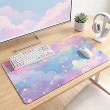 Candy Cloud Mouse Pad, Large Desk Mat, Keyboard Pad, Stitched Edge Non-Slip Design, Thickened Precise Gaming Use, Home Office Desk Accessories, Mouse Pad, Non-Slip Rubber Bottom, Boyfriend Girlfriend Gift, Back To School Office Supplies - Candy Clouds - View 5