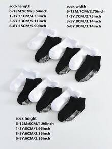 12 Pairs Kids Basic Anti-Slip Bottom Sports Socks, Tab Top Boat Socks, Multi-Function Trampoline Socks, Floor Socks For Boys And Girls - Multicolor - View 11