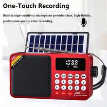 Radio Darurat Portabel Mini Tenaga Surya AM FM SW, Layar LED, Speaker Bluetooth Nirkabel, Senter, Power Bank, Mendukung Kartu TF, Slot USB, Penerima Darurat untuk Berkemah di Luar Ruangan, [Kapasitas Baterai: 1200mAh] - View 3