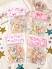 50pcs Pink Bow Transparent Candy Bags, Birthday Party Candy Bags, Wedding Gift Bags, Pink Bow Party Favor Bags, Baby Shower Cookie Bags, Girl 1st Birthday Party Gift Bags, Snack Packaging Bags, Bow Birthday Party Bag Fillers, Transparent Food Packaging Bags, Pink Party Supplies, Gender Reveal Party Table Decor, Bridal Shower Decor, Kitchen Cookie Baking Bags, Pink Bow Decor, Birthday Gifts, Party Favors - Bow Plaid - View 7