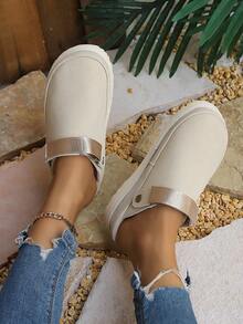 Solid Cream Off White Two-Way Birken Mules Forest Gentle Foot Slimming Office Casual Outdoor Platform Slip On Clogs - Beige - View 2