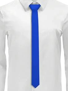 1件裝男士純色窄領帶，商務正式窄領帶 (5cm) - 寶藍色 - 查看 2