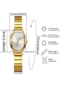 Women's Gift Watch Oval Alloy Band With Roman Numeral Dial Fashion Casual Quartz Wristwatch, Gift For Friends (1pc/Set) Watch Box Not Included - Gold - View 4