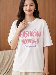 2026 Summer New Thick Short Sleeve Tee For Ladies, Loose Slim  Daily Casual Wear - 白色 - 查看 2