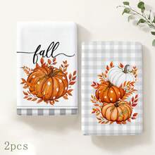 2/4/6/8pcs Pumpkin Pattern Kitchen Towel Set, Machine Washable Absorbent Dish Cloths & Decorative Hand Towels, Suitable For Autumn, Thanksgiving, Halloween Kitchen And Home Decor - Multicolor - View 11