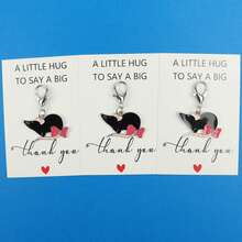 5pcs/10pcs Cute Bow Rat Enamel Keychain With Thank You Pocket Hug Card, Cartoon Animal Gratitude Gift - Multicolor - View 6